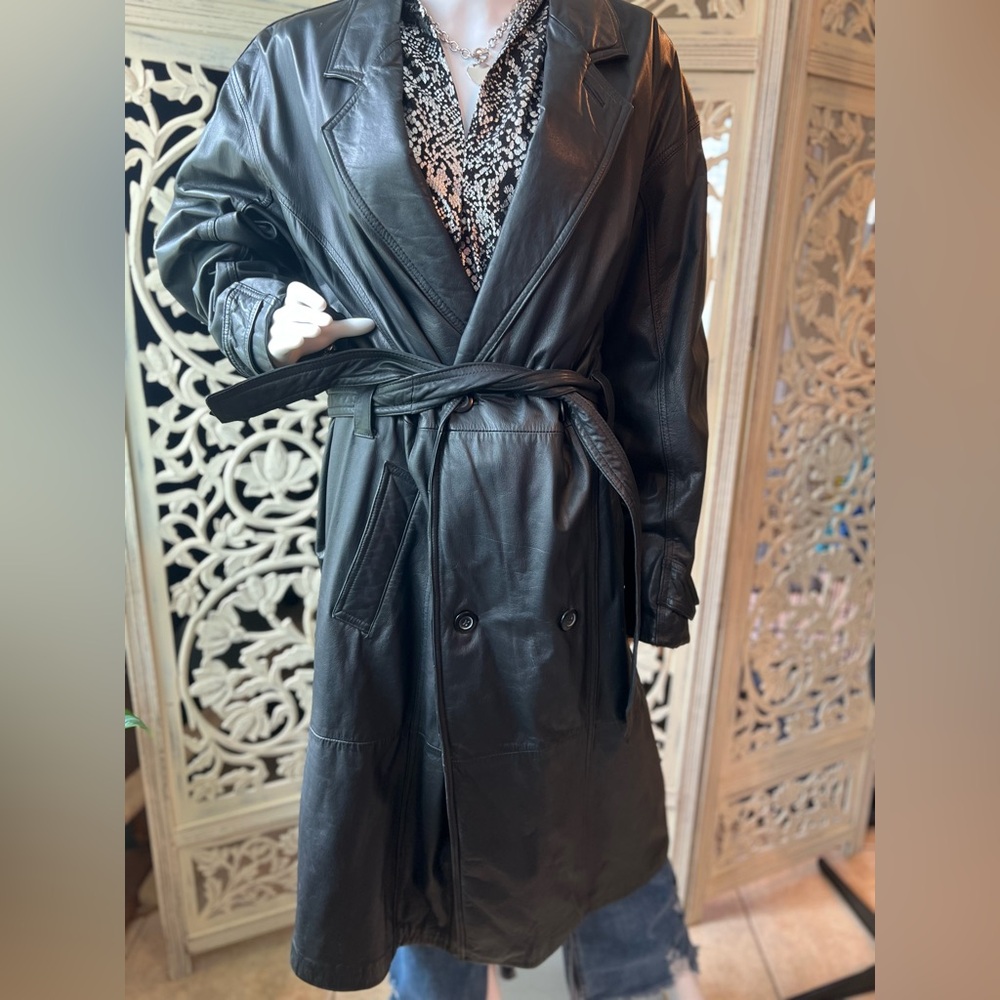 Wilson Black genuine Leather Belted Jacket